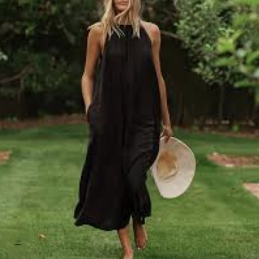 JENNI KAYNE black drift dress flowy maxi XS S M